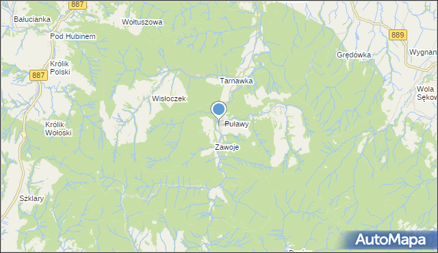 mapa Puławy Dolne, Puławy Dolne na mapie Targeo